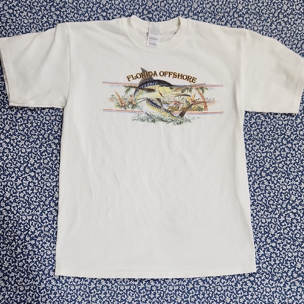 Vintage Y2K Florida Offshore Blue Marlin Gildan Tee - Size Medium